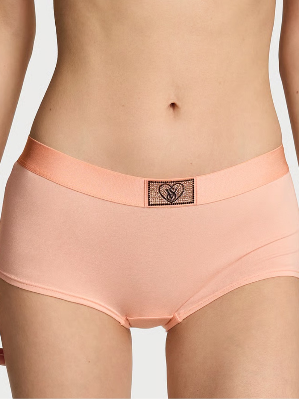 NWT Victoria’s Secret Logo Cotton Heart Shine Patch Boyshort Panty.